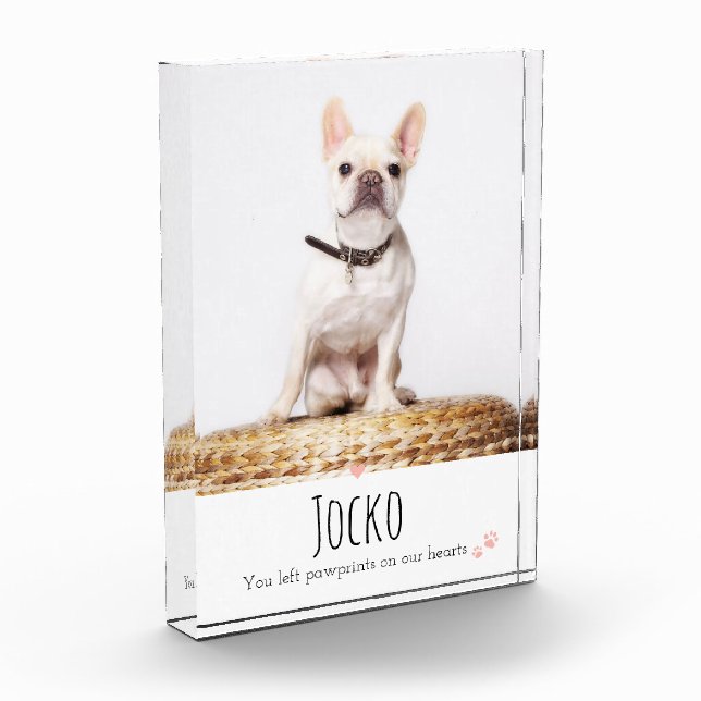 Dog Memorial Pet Loss Keepsake Photo Custom Block (Left)