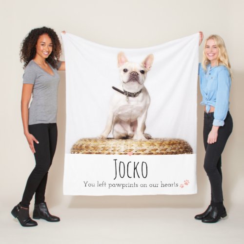 Dog Memorial Pet Loss Keepsake Photo Personalized Fleece Blanket