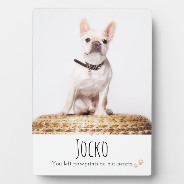Dog Memorial Pet Loss Keepsake Photo Personalized Plaque (Front)