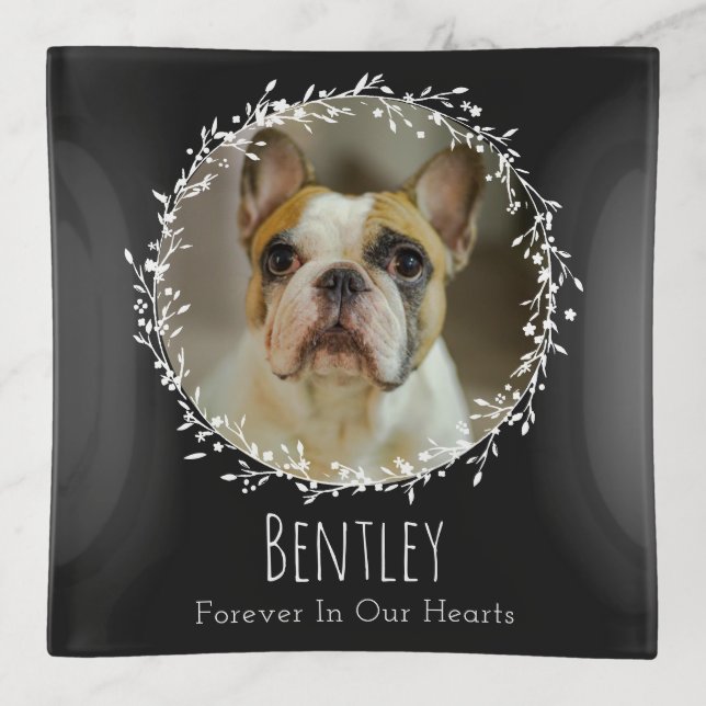 Dog Memorial Pet Loss Keepsake Photo  Trinket Tray (Front)