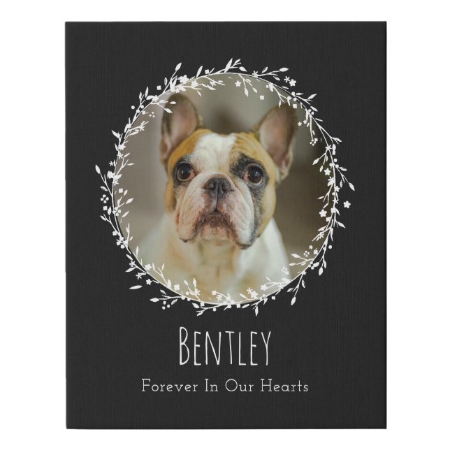 Dog Memorial Pet Loss Keepsake Photo Wreath Faux Canvas Print (Front)