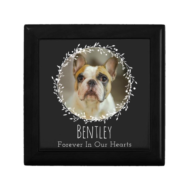 Dog Memorial Pet Loss Keepsake Photo Wreath Urn Gift Box (Front)