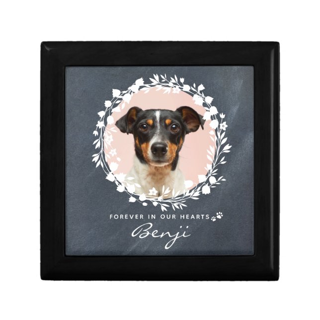 Dog Memorial Pet Loss Keepsake Photo Wreath Urn Gift Box (Front)