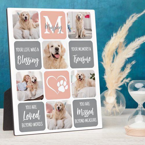Dog Memorial Pet Loss Modern Trendy Photo Collage Plaque
