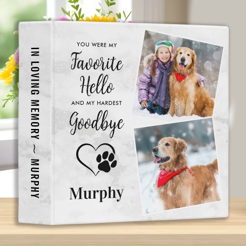 Dog Memorial Photo Album 3 Ring Binder