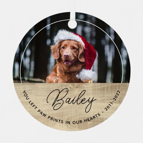 Dog Memorial Photo Christmas Metal Ornament