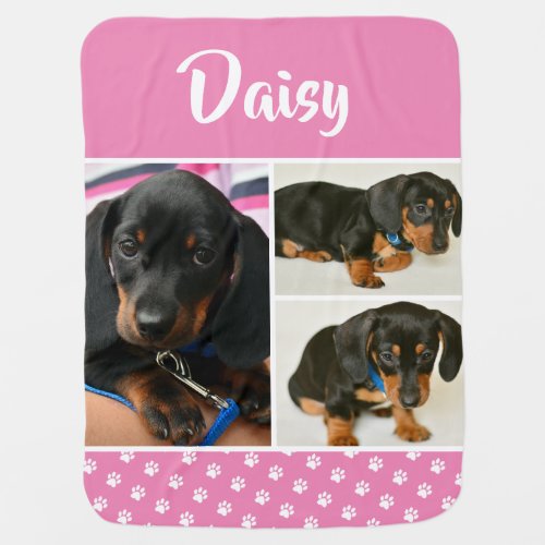 Dog Memorial Photo Collage Pet Pawprint Baby Blanket