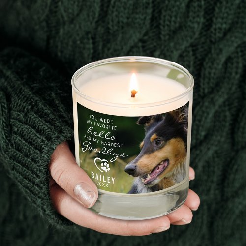 Dog Memorial Photo Favorite Hello Quote Scented Candle