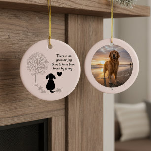 Dog Memorial Photo Greater Joy Quote Rescue Ceramic Ornament