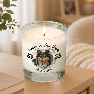 Dog Memorial Photo Heart Pawprints Custom Scented Candle
