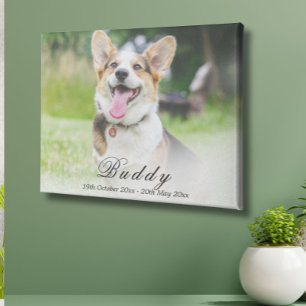 Dog Memorial Photo Keepsake Elegant Faux Canvas Print
