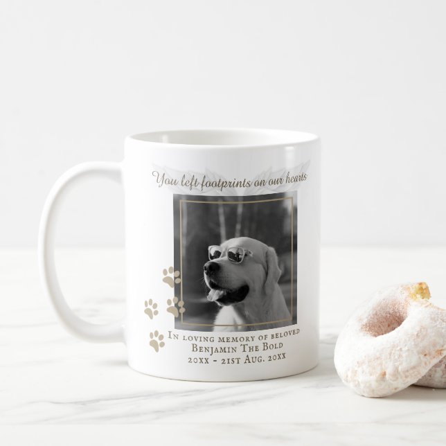Dog Memorial PHOTO Keepsake Gift - Add Text Coffee Mug (With Donut)