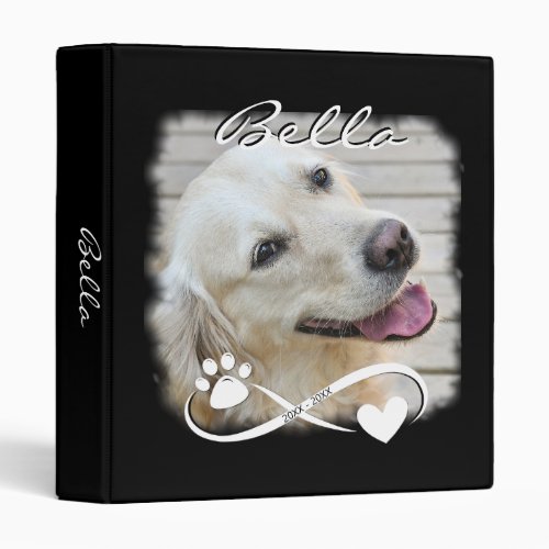 Dog Memorial Photo Paw Heart Infinity Photo Album 3 Ring Binder