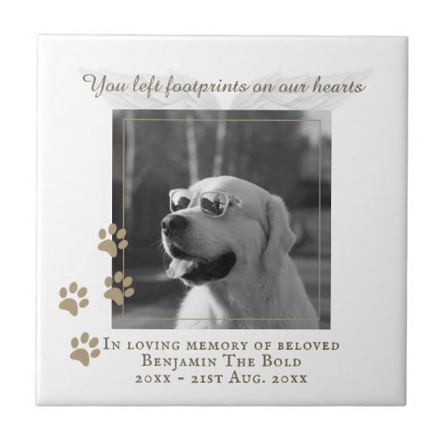 Dog Memorial Photo Plaque Ceramic Tile with Text