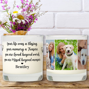 Dog Memorial Remembrance Custom 3 Pet Photo Scented Candle