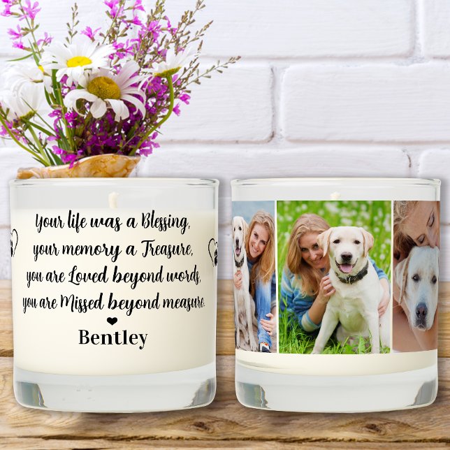 Dog Memorial Remembrance Custom 3 Pet Photo Scented Candle (Creator Uploaded)