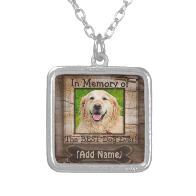 Dog Memorial Silver Plated Necklace (Front)