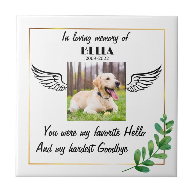 Dog Memorial Stone Loss of Pet Rememberance Ceramic Tile (Front)