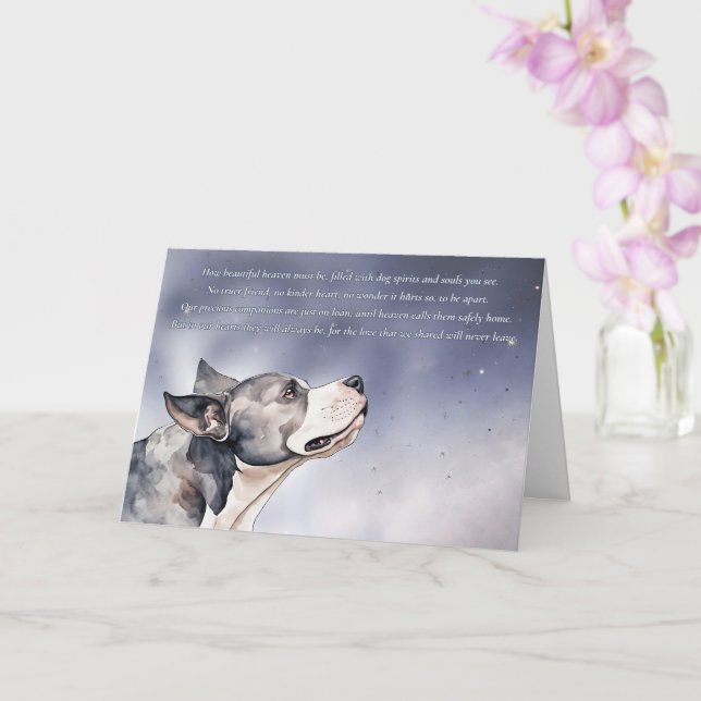 Dog Memorial Sympathy Condolences Pitbull Loss Card (Orchid)