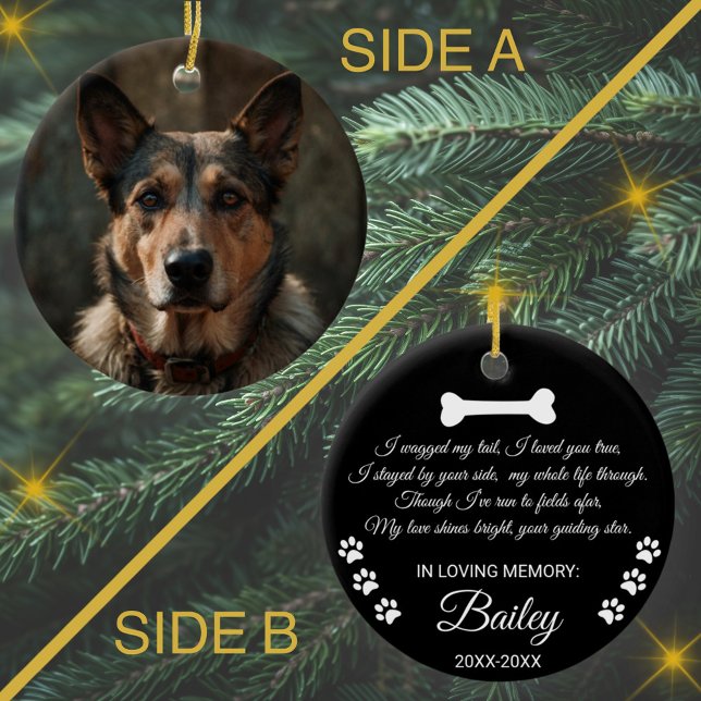 Dog Memorial Sympathy. Custom Name and Text Ceramic Ornament (Creator Uploaded)