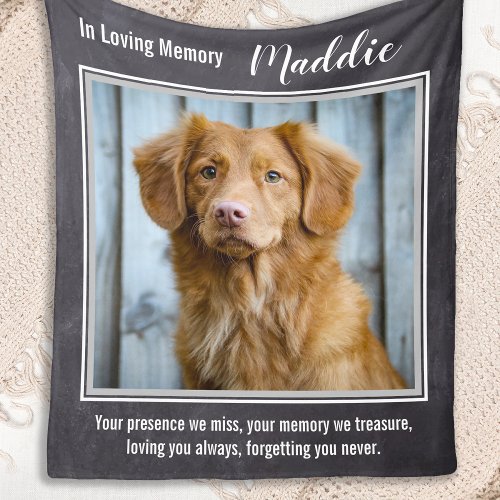 Dog Memorial Sympathy Quote _ Pet Loss _ Pet Photo Fleece Blanket