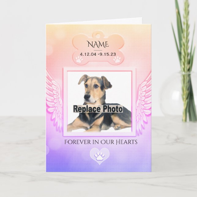 Dog Memorial with Rainbow Bridge Poem Card (Front)