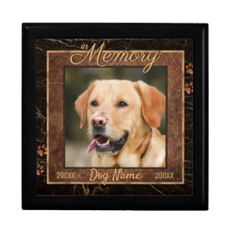 Dog Memory Gold Marble Rustic Urn Gift Box