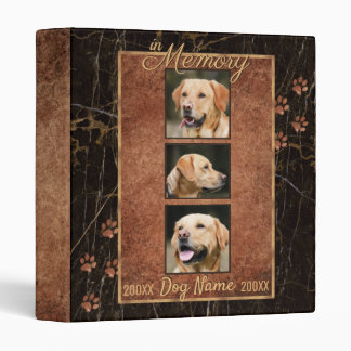 Dog Memory Marble Rustic Gold Keepsake 3 Ring Binder