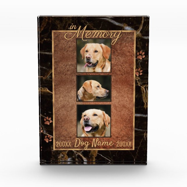 Dog Memory Marble Rustic Memorial Acrylic Award (Front)