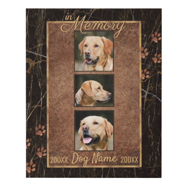 Dog Memory Marble Rustic Memorial Faux Canvas Print (Front)