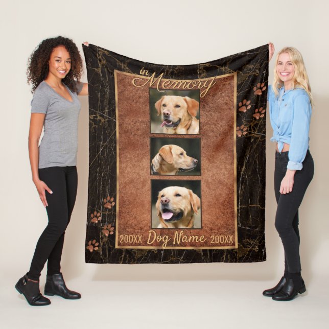 Dog Memory Marble Rustic Memorial Fleece Blanket (In Situ)