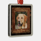 Dog Memory Marble Rustic Memorial Keepsake Metal Ornament (Right)