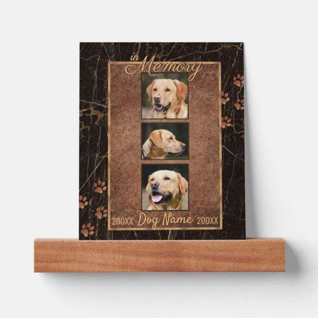 Dog Memory Marble Rustic Memorial Picture Ledge (Front)