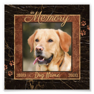 Dog Memory Marble Rustic Square Keepsake Photo Print