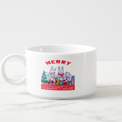 Dog Merry Christmas White Shepherd Holiday GSD Fun Bowl