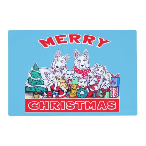 Dog Merry Christmas White Shepherd Holiday GSD Fun Placemat