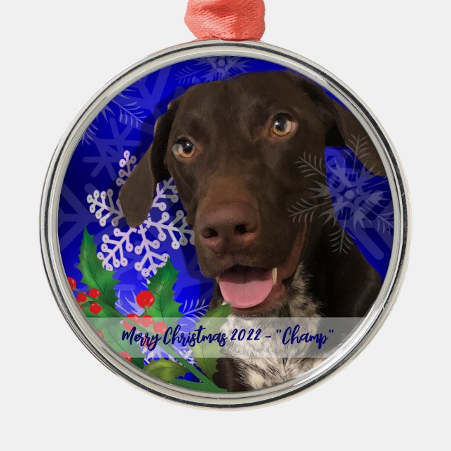 dog metal ornament Weimeriner Christmas ornament (Front)