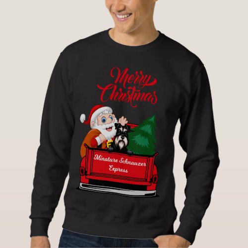 Dog Minature Schnauzer With Santa Claus In Red Tru Sweatshirt