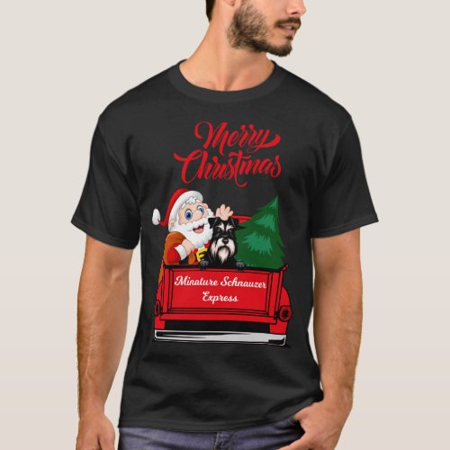 Dog Minature Schnauzer With Santa Claus In Red Tru T_Shirt