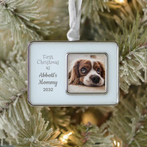 Dog Mom 1st Christmas Boy Personalized Photo Christmas Ornament