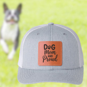 Dog Mom and Proud Pet Owner Paw Print Leather Patch Hat