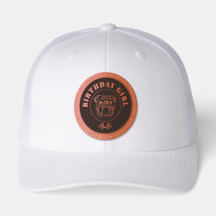 Dog Mom Birthday Bulldog Leather Patch Hat