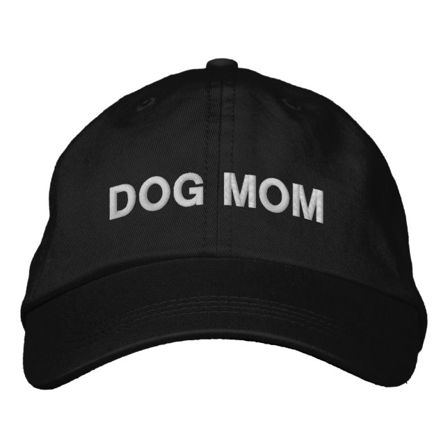 Dog Mom black and white Embroidered Baseball Cap (Front)