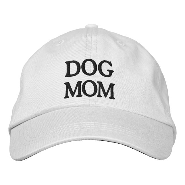 Dog Mom black & white Embroidered Baseball Cap (Front)