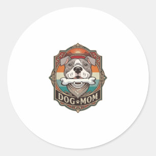 Dog Mom Bone Bandana Vintage Frame_1 Classic Round Sticker
