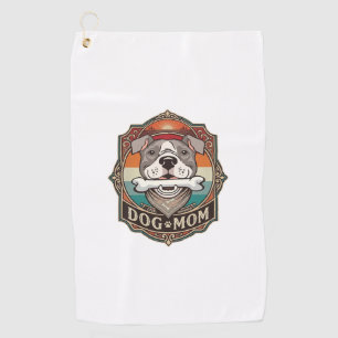 Dog Mom Bone Bandana Vintage Frame_1 Golf Towel