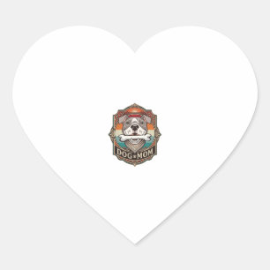 Dog Mom Bone Bandana Vintage Frame_1 Heart Sticker