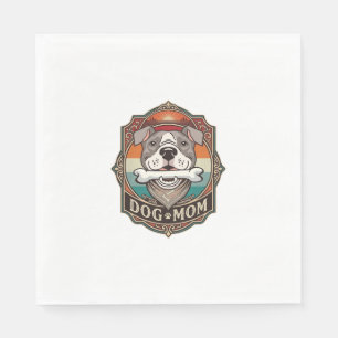 Dog Mom Bone Bandana Vintage Frame_1 Napkins