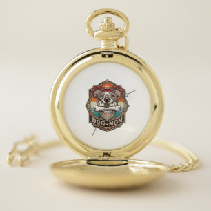 Dog Mom Bone Bandana Vintage Frame_1 Pocket Watch