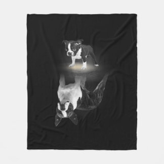 Dog Mom BostonTerrier Dog Lover Gift Mother Father Fleece Blanket